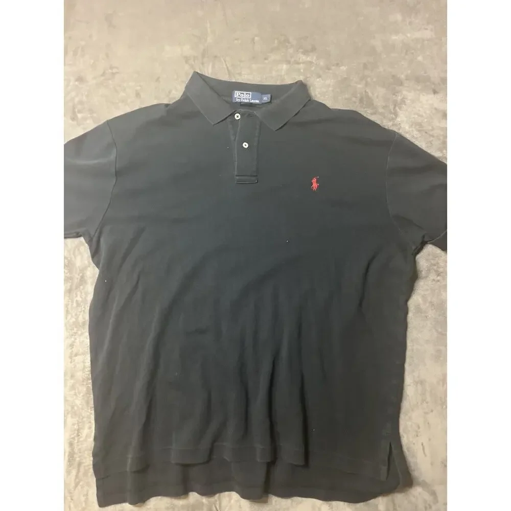 Polo‎ Ralph Lauren Shirt Mens XL Black Cotton Short Sleeve Polo Red Pony 2